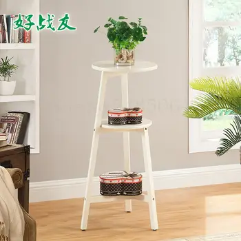 

American Solid Wood Flower Stand Living Room Furniture Floor Multilayer Flower Stand Rack Round Shelf Flower Stand