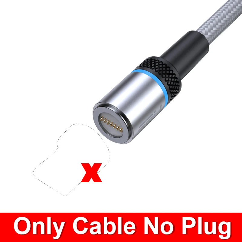 Silver Cable No Plug FPU Магнитный кабель Micro usb type C для iPhone кабель 1 м 2 м 3A провод для быстрой зарядки провод type-C магнит зарядное устройство кабели для мобильных телефонов - Цвет: Silver Cable No Plug
