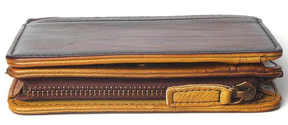 Dip Dye RFID Блокировка Мужской импортный верхний слой кожаный матовый кошелек ручной работы Ретро кошелек из чистой кожи портмоне