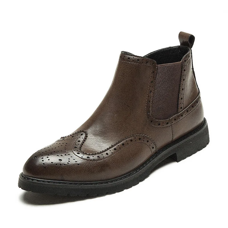 Осенне-зимние ботильоны «Челси» из натуральной кожи; Мужская обувь в винтажном стиле; классические мужские повседневные ботинки в байкерском стиле; мужские ботинки