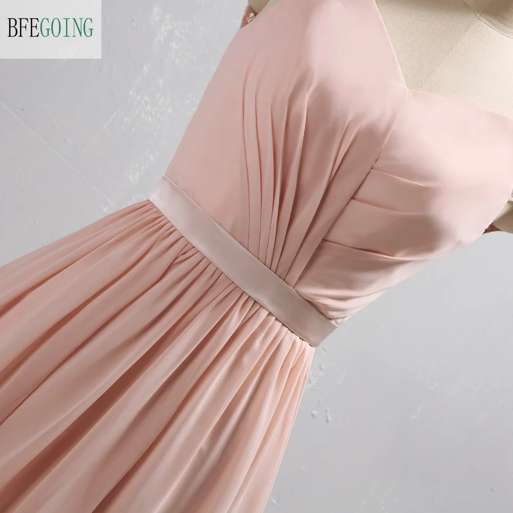 Розовое Шифоновое кружевное платье с v-образным вырезом и поясом длиной до пола, вечернее платье для выпускного вечера