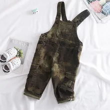 Рост 75-100 см, новинка года, Осенний Камуфляжный хлопковый комбинезон для маленьких мальчиков, Детский комбинезон для малышей, комбинезон для маленьких девочек, детские штаны