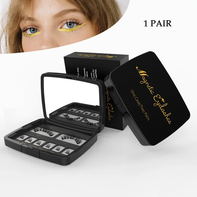 Natural Long Magnetic False Eyelashes With 3 Magnets Handmade 3D/6D Magnet Fake Lashes Acrylic Box Makeup Tool Cosmetics 5