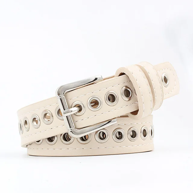 D Beige Лучший YBT женский ремень из искусственной кожи с пряжкой из Сплава Модный полый Повседневный ковбойский декоративный многоцветный женский ремень - Цвет: D Beige
