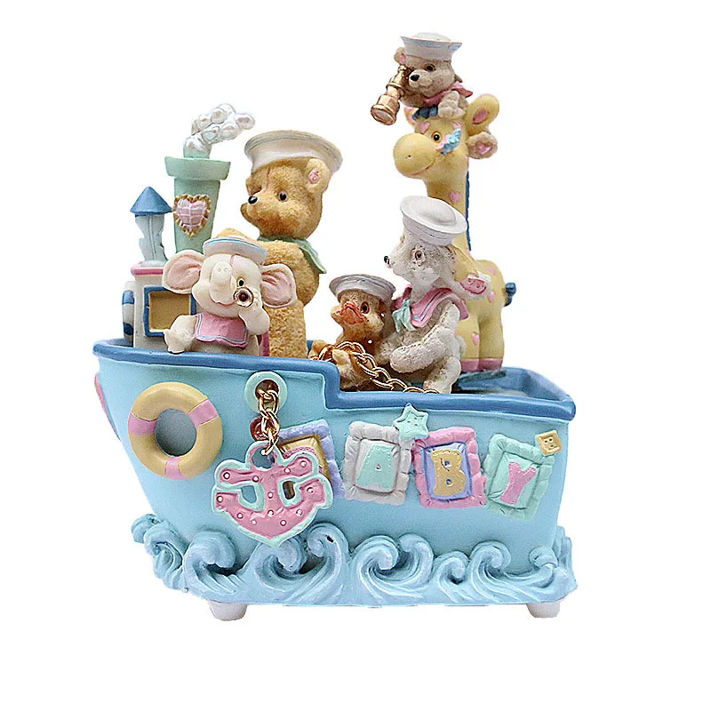 

Bear Pirate Boat Rotating Trojan Music Box Cartoon Eight-tone Box for Girls, Children and Children's Birthday Gifts