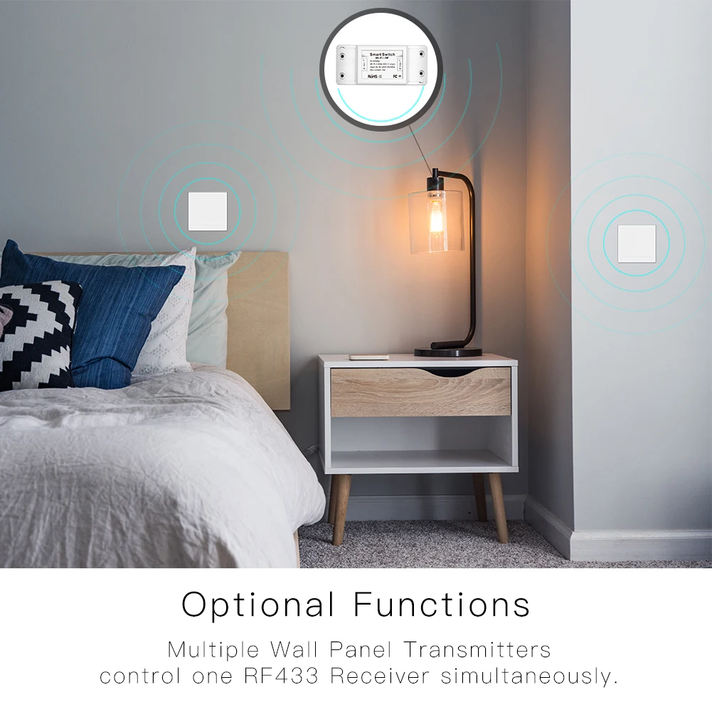  RF433Mhz+Wifi Wireless Remote Control Smart SwitchWall Panel Transmitter Smart Life/Tuya APP Works  - 4000003238267