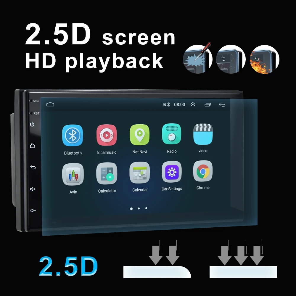  Podofo Android 2Din Auto MP5 Multimedia Video Player Auto Stereo Carpaly GPS WIFI Bluetooth FM 7 ''