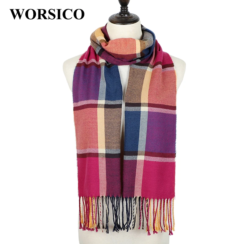 Winter Plaid Scarf Women Foulard Solid Scarves Female Shawls and Wraps New Designer Cashmere Scarfs Luxury Bufandas Hombre