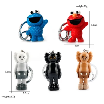 

Sesame Street Pendant Keychain Keyrings Cartoon Choker Key Chain Jewelry Cute PVC Figure Toy Dangle Keyring elmo Dolls Gifts -15