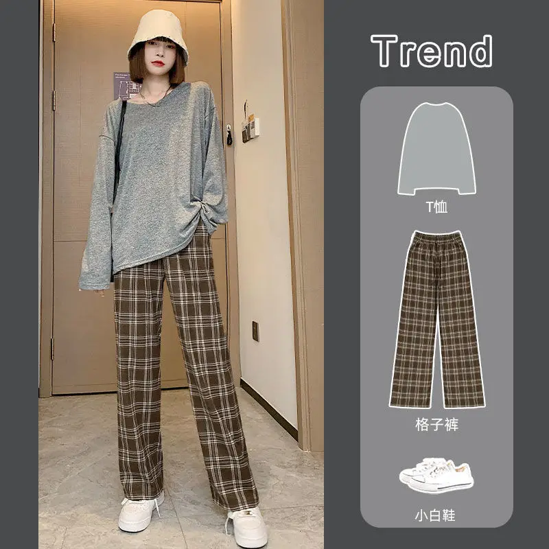 ONSEFZMZ Women High Waist Plaid Pants Autumn Winter Casual Trousers Femme  Loose Pants : : Clothing, Shoes & Accessories