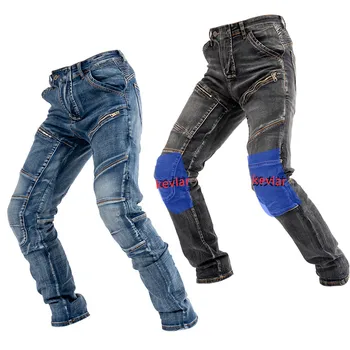 

2020 New Kevlar Motorcycle pants Riding jeans outdoor riding Pants trousers anti-fall zipper hidden pad racing jeans