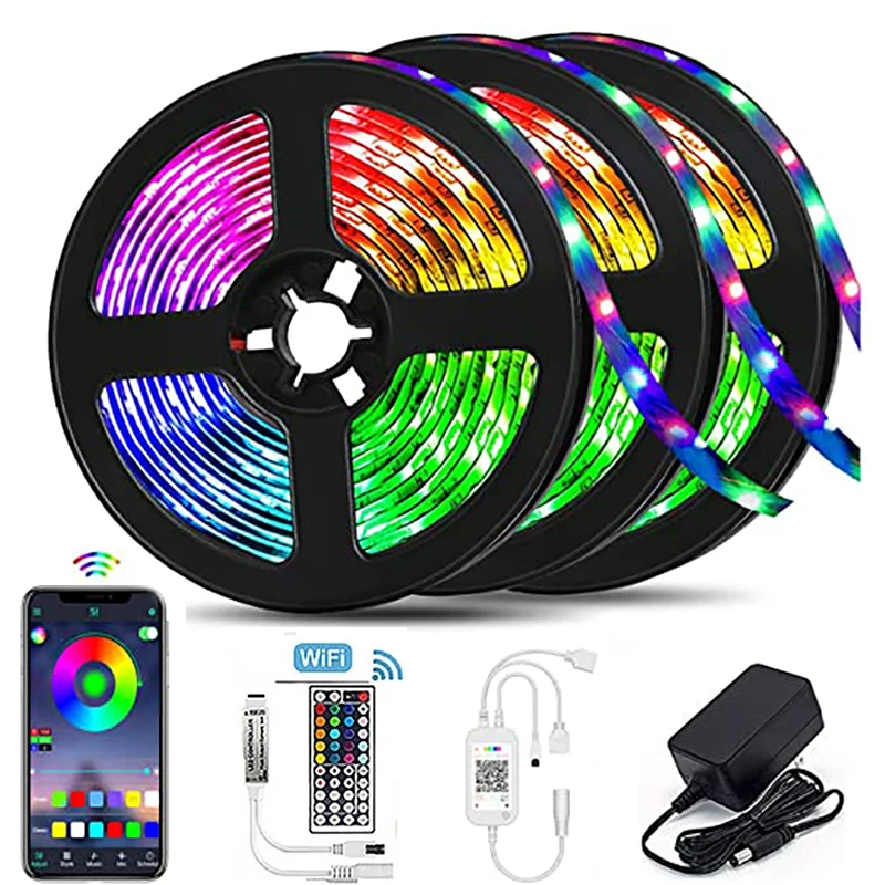 Светодиодная лента RGB 5050 SMD 2835 водонепроницаемая гибкая лампа с Wi-Fi 12 В