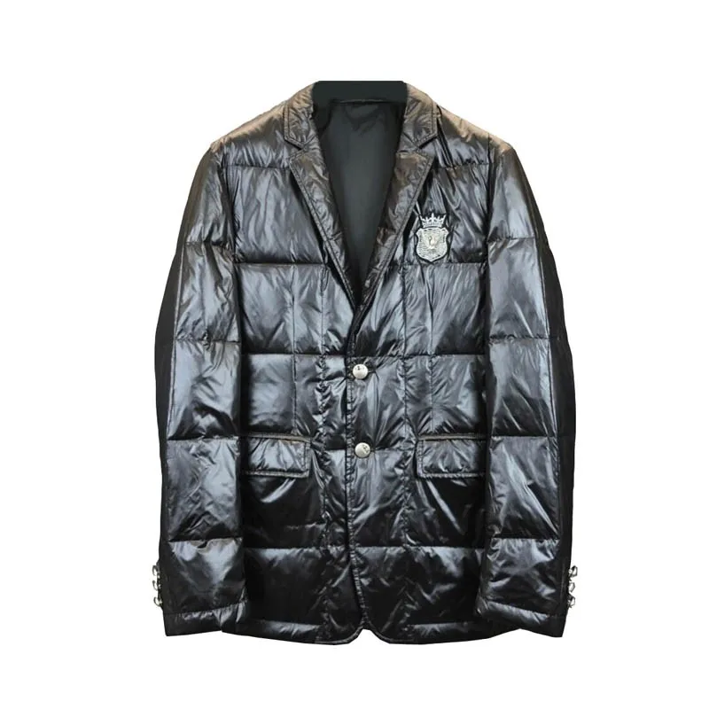 Роскошная зимняя брендовая легкая пуховая стеганая куртка, приталенный однобортный Блейзер, пальто, деловые мужские теплые парки, костюм, куртки