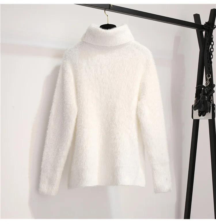 winter white turtleneck thick warm sweater and skirt short two piece set korean clothing set women knitted suits outfit knitwear shorts co ord