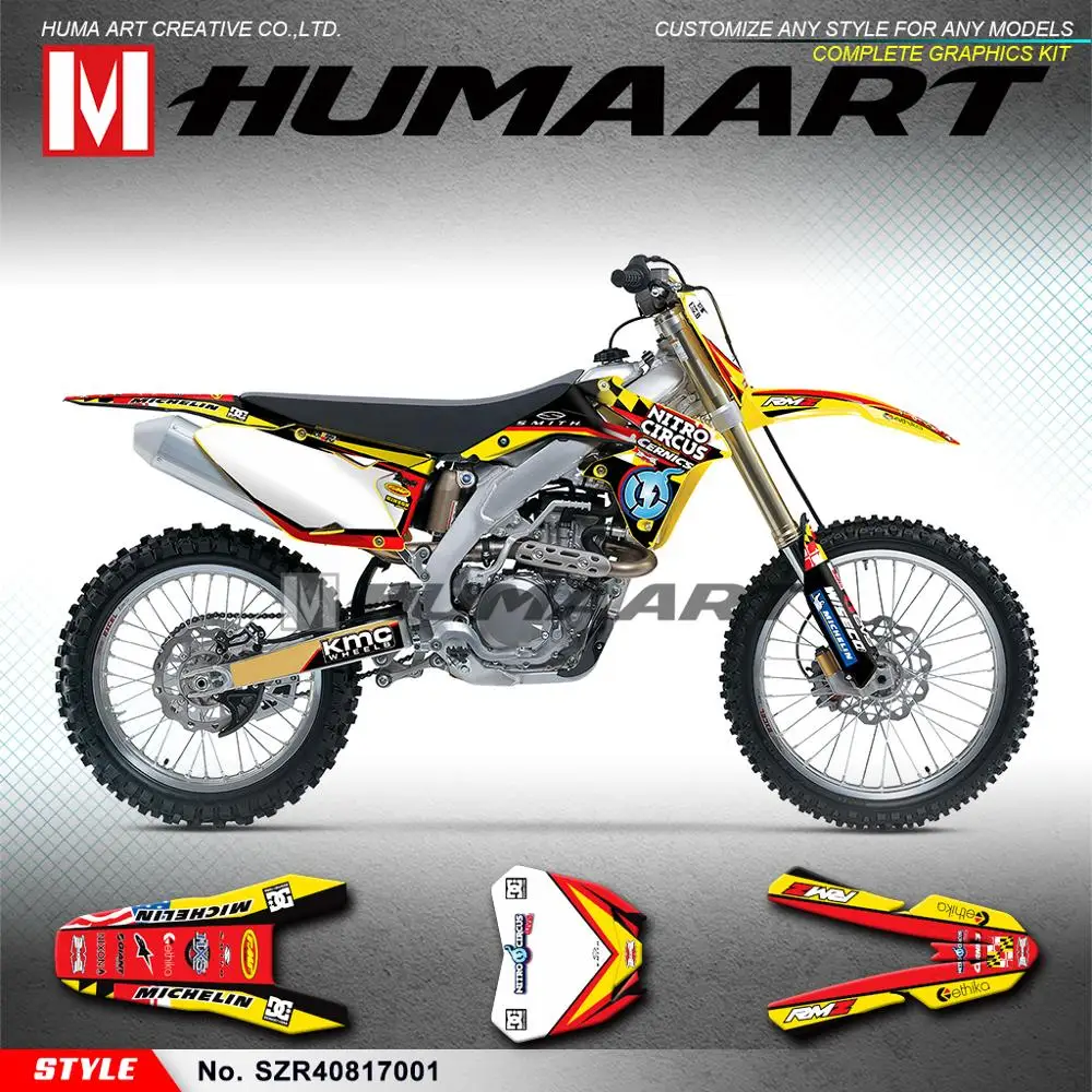 HUMAART MX Graphics Motocross Decal Custom Wrap Kit Для RMZ450 RMZ 450 2008 2009 2010 2011 2012 2013 2014 2015 2016 2017 до 2021 |