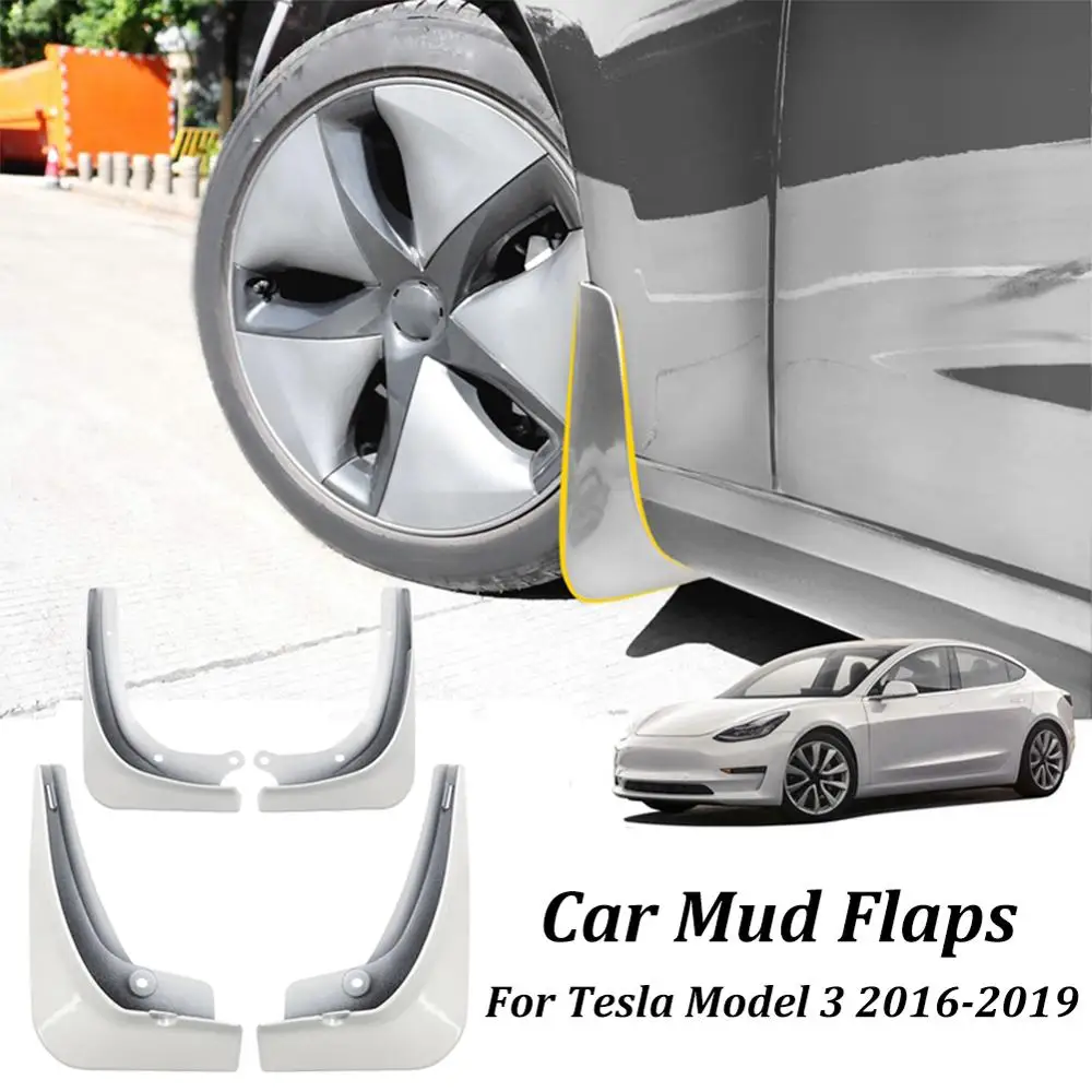 Car Mud Flaps Splash Guard Fender White Mudguard For Tesla Model 3 2016-2019 Hot Selling |