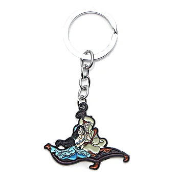 

V284 Wholesale 20pcs/lot Aladdin Lamp Cartoon Keychain Keys Ring Gift For Women Girls Bag Pendant Key Holder Car key Rings
