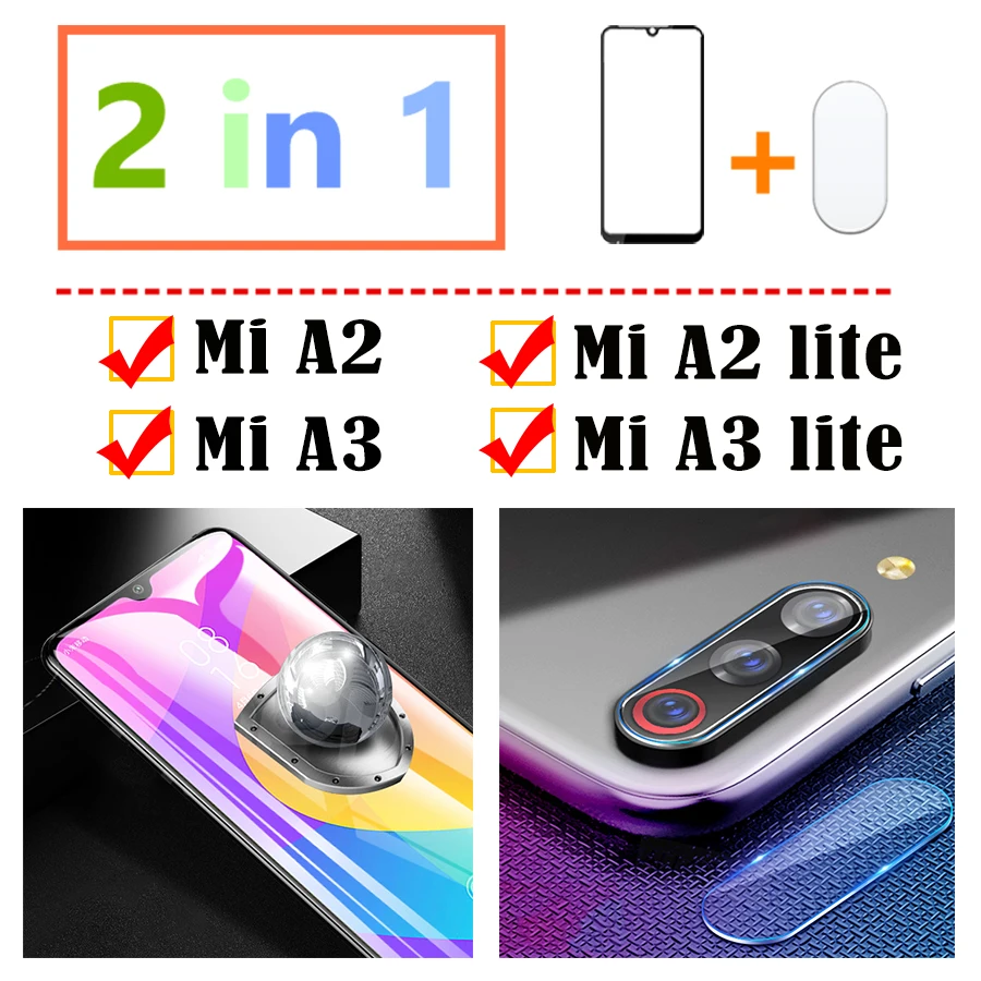 Защитный чехол 2 в 1 для xiaomi mi a2 a3 a 3 lite бампер ksiomi xaiomi 2a 3a светильник со стеклянным