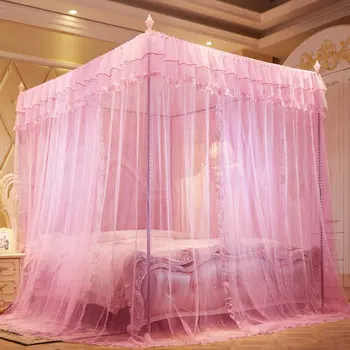 

Mosquito Net Three Open Door Princess Wind Floor Bracket Encryption Thickened 1.5 Court 1.8M1.2 M Bed Double Home