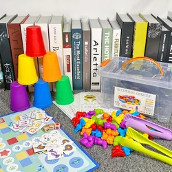 Juego de juguetes sensoriales de arcoíris para bebés y niños, juego de conteo de osos, tazas de clasificación a juego, juegos educativos Montessori para aprendizaje preescolar