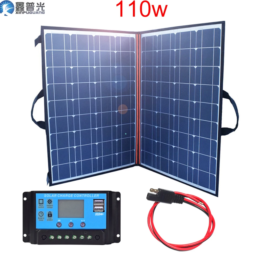 

110w 12v/18v Flexible Foldable Solar Panel home kit 100 w Portable Charger power system 5v USB for Phone battery RV Car Camping