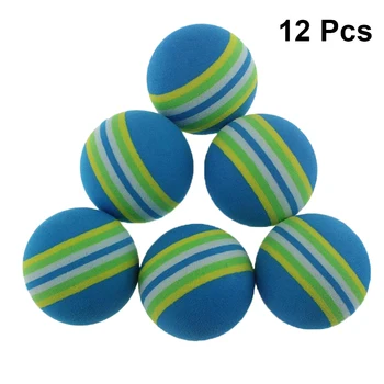 

12pcs 42mm Rainbow EVA Foam Ball Golf Practice Indoor Training Aid Soft Golf Training Ball (Blue)