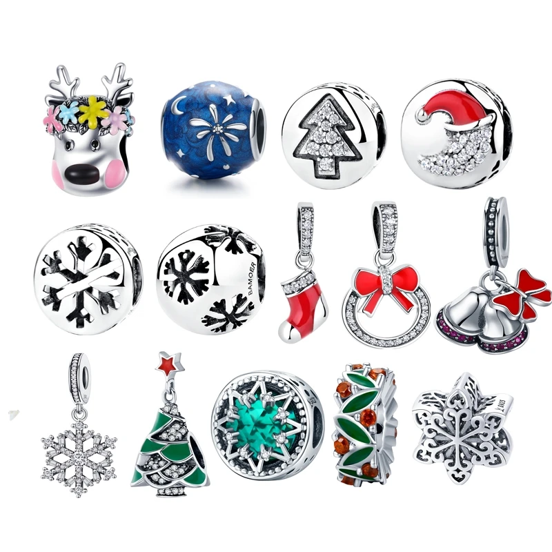 

VOROCO 2 Color 100% 925 Sterling Silver Blue & White Crystals Round Bead Charms fit VRC Bracelet Women Fashion Jewelry C029