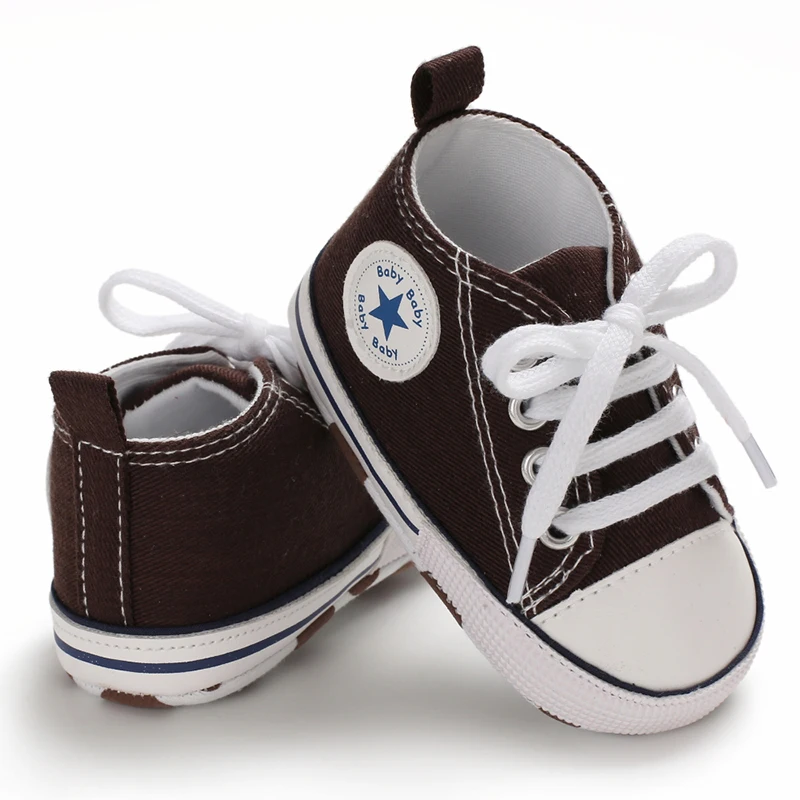 Повседневная парусиновая обувь на нескользящей мягкой подошве для маленьких мальчиков и девочек; кроссовки для малышей; обувь для первых шагов; милая мягкая обувь с надписью; Размеры 0-18M