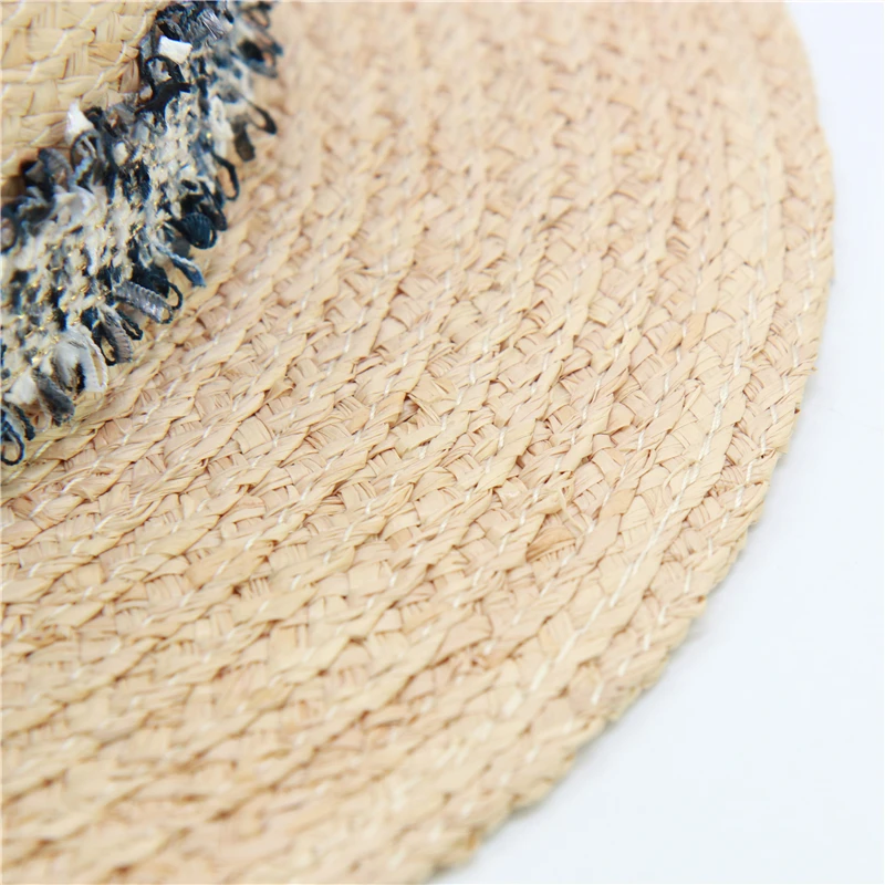 New Fashion Teddy Bear Ribbon Raffia Hat Women Summer Beach Hats Handmade Weave Soft Straw Hat Female Travel Caps Wholesale