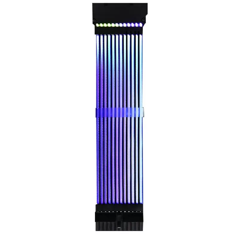 Cena 24Pin Neon RGB PSU Line obudowa pc płyta główna rozszerzenie mocy kabel adapter grubość dwuwarstwowej struktury 1.5Cm