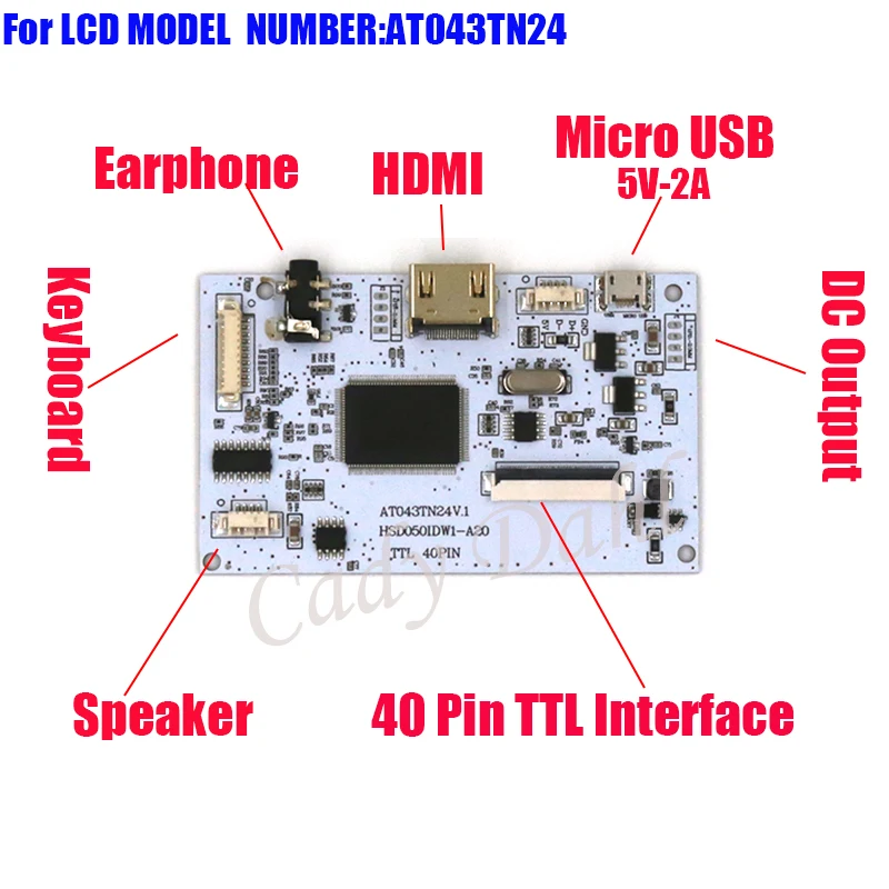 HDMI ЖК-дисплей контроллер драйвер платы модуль для Raspberry Pi 3, 4, " AT043TN24 480X272 40 штифтов TTL lcd Дисплей Панель матрица - Комплект: LCD BOARD KIT