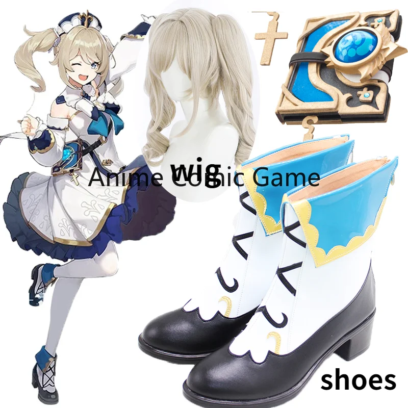 

Game Genshin Impact Barbara Cosplay Wigs Magic Book Props Shoes Halloween Party Fancy Boots Custom Made Lolita Shoes Gifts Women