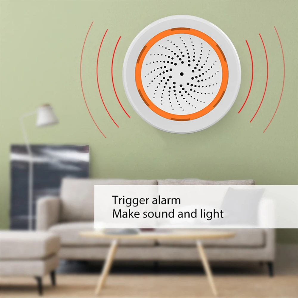 Siren alarm Tuya ZigBee Smart 90dB Sound Light Home Security Alarm Works With Tuya Zigbee Hub