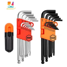 

WOZOBUY Allen Wrench Set, Hex Key Set Long Arm Ball End Hex Wrench Set, Inch/Metric T Handle Allen Wrench Set