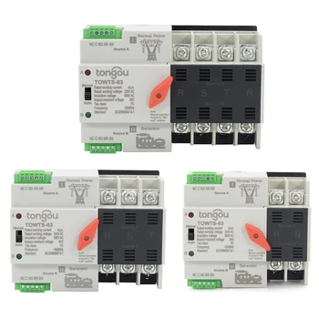 

2P/3P/4P 63A 100A ATS Automatic Transfer Switch Electrical Selector Switches Dual Power Switch 220V Mini ATS TOWTS-100