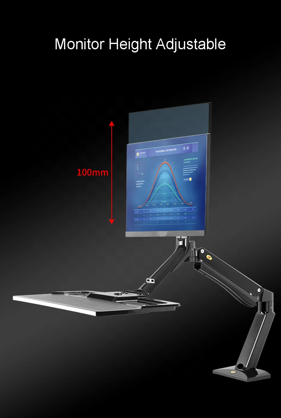 NB40 Ergonomic Height Adjust Computer Sit Stand Workstation 22-32 Inch Monitor Mount Bracket with Keyboard Plate Desk Stand 8 NB40 Ergonomic Height Adjust Computer Sit Stand Workstation 22-32 Inch Monitor Mount Bracket with Keyboard Plate Desk Stand 3
