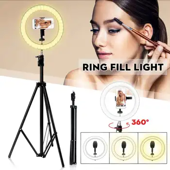 

LED Ring Light 10" Dimmable Tripod Phone Camera Photo Selfie Live Light Stand Photography Ring Light for Self-timer Beauty