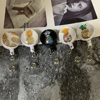 

New Arrival Pineapple Retractable Doctor Nurse Badge Reel Fashion Cartoon cute Students ID Card Badge Holder