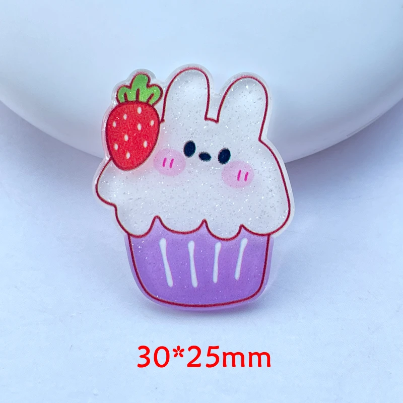 10 / 20 PCS New Cartoon Kawaii Doughnuts, Rabbits, Ice Cream, Acrylic Flat DIY Crafts, Mobile Phone Decoration Accessories B21
