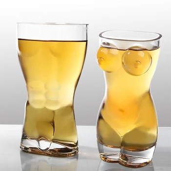 

Sexy Lady Men Durable Double Wall Whiskey Glasses Wine Shot Creative Body Shape Glass Cup Glass Big Chest Beer Cup