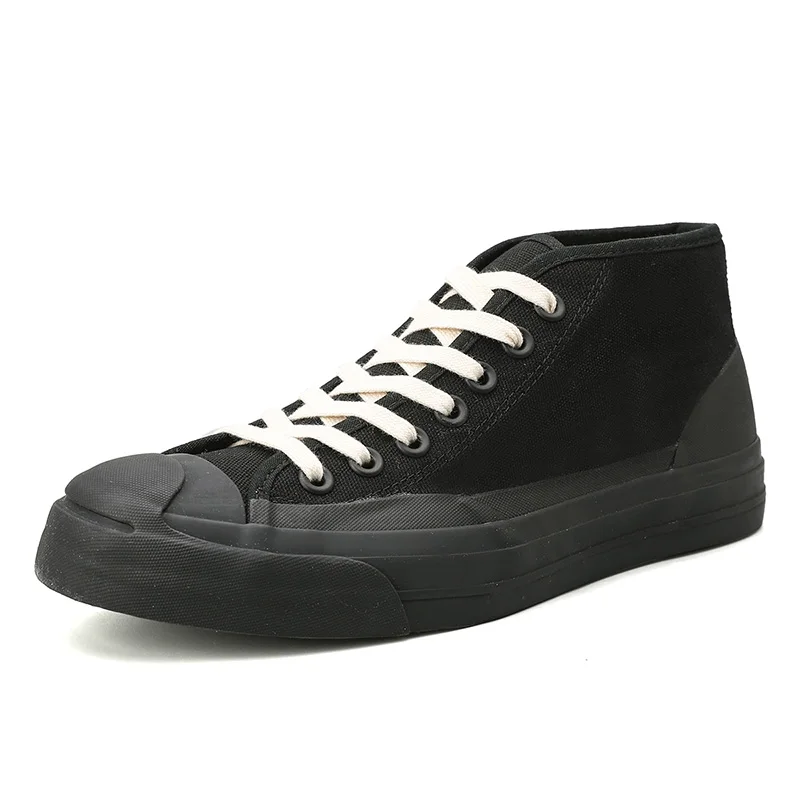 

Korean Canvas Men Shoes Lace-Up Breathable Soft Autumn Casual Flats Shoes Simple Black Style Fashion Sneakers