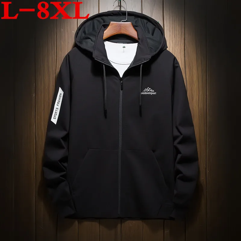 

big size 8XL Jacket Spring Autumn Men hooded Coat male Casual Style Waterproof Lightweight Windbreak Men Clothes masculina