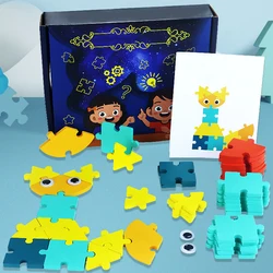 Novo 44 pçs crianças de madeira 3d puzzle placa inteligente bebê montessori brinquedos educativos para crianças forma geométrica quebra cabeças brinquedos presente