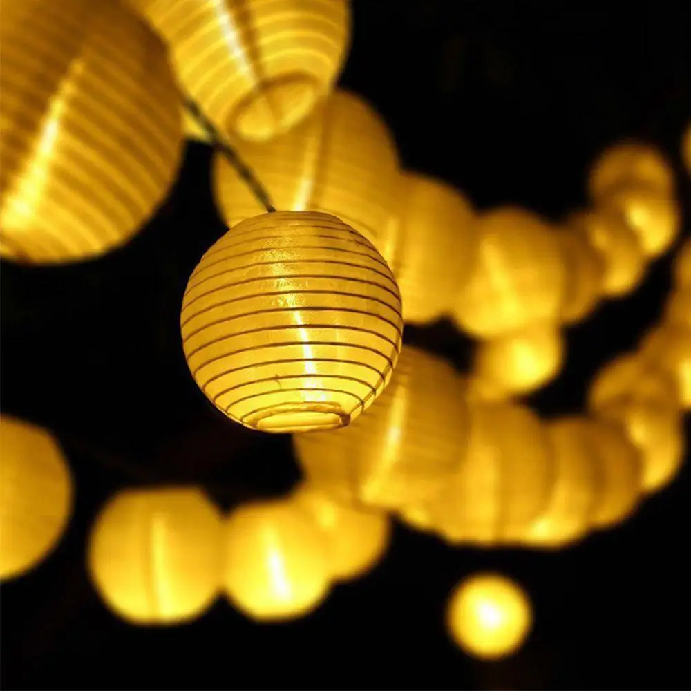 

20/30 Led Solar Night Light Lantern String Lamp Wedding Cloth Party Fairy Led Solar Yard Garland String Lights Lantern Ball Deco