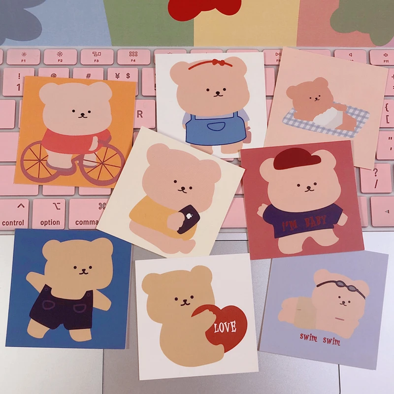 

8 Pcs/Pack Lovely Bear Creative Decorative Cards Mobile Shell Card Wall Decoration Shooting Props Decorative Painting Suit