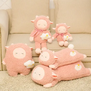 Almohada de peluche de oveja rosa para niños y niñas, juguete de felpa suave de oveja rosa de 35-78cm, regalo de cumpleaños para el Día de San Valentín 1