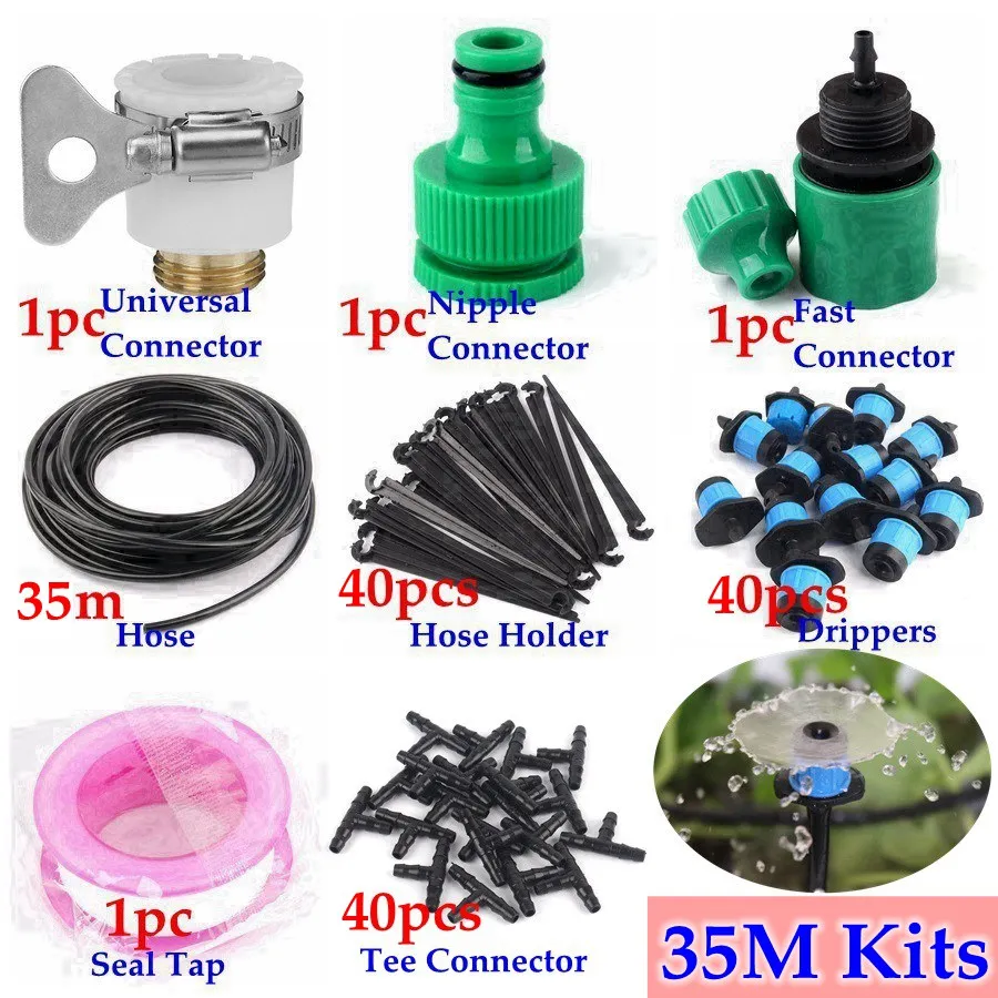 35m Kits 40 м~ 5 м домашний садовый точечный полив система наборы автоматический микро набор для орошения DIY садовая система полива разбрызгиватели для фонтана - Цвет: 35m Kits