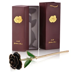 Rose en Or 24K avec Support – Symbole Éternel de l'Amour dans une Élégante Boîte Cadeau