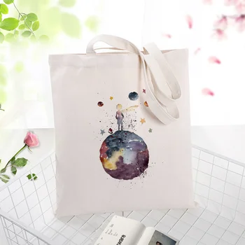 

Tote Bag Shopping Bag little prince Text DIY Canvas Handbag Daily Use Custom Print Logo Eco Reusable Recycle