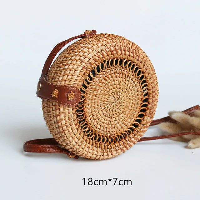 Style 4 Модные женские летние сумки из ротанга, круглая квадратная соломенная сумка ручной работы, Тканые Пляжные Сумки через плечо, круглые богемные сумочки - Цвет: Style 4